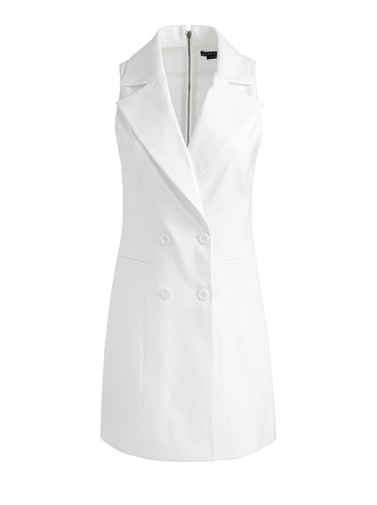 OFF WHITE-MERITT LINEN TUXEDO DRESS