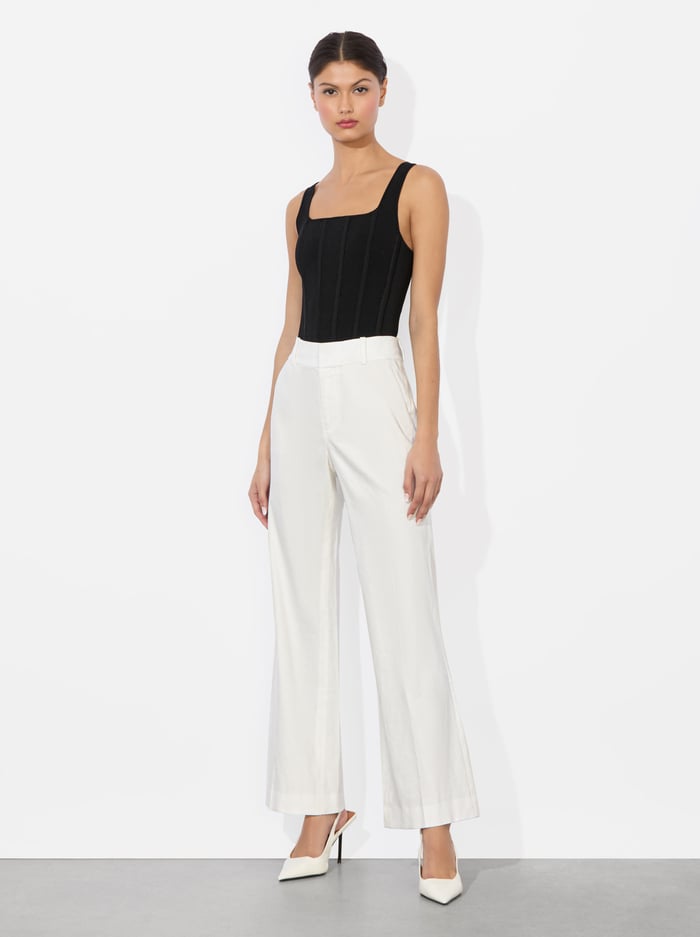 QUINN LINEN KICK FLARE PANT - OFF WHITE image 4 - Alice And Olivia