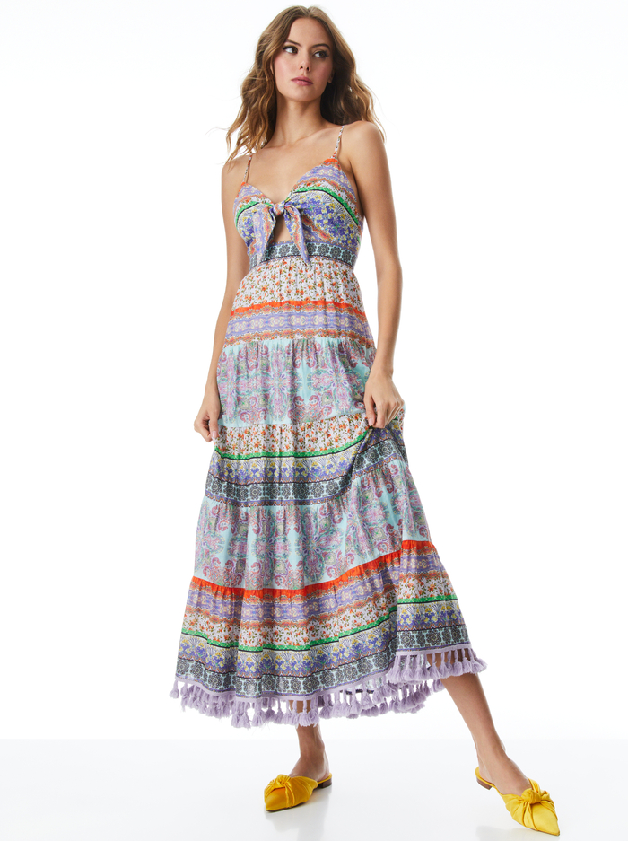 MINKA TIE FRONT MAXI DRESS - RITZY/MULTI image 2 - ALICE + OLIVIA