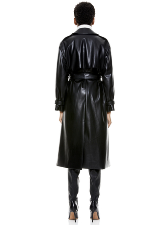 Delora Vegan Leather Midi Dress In Black Alice And Olivia
