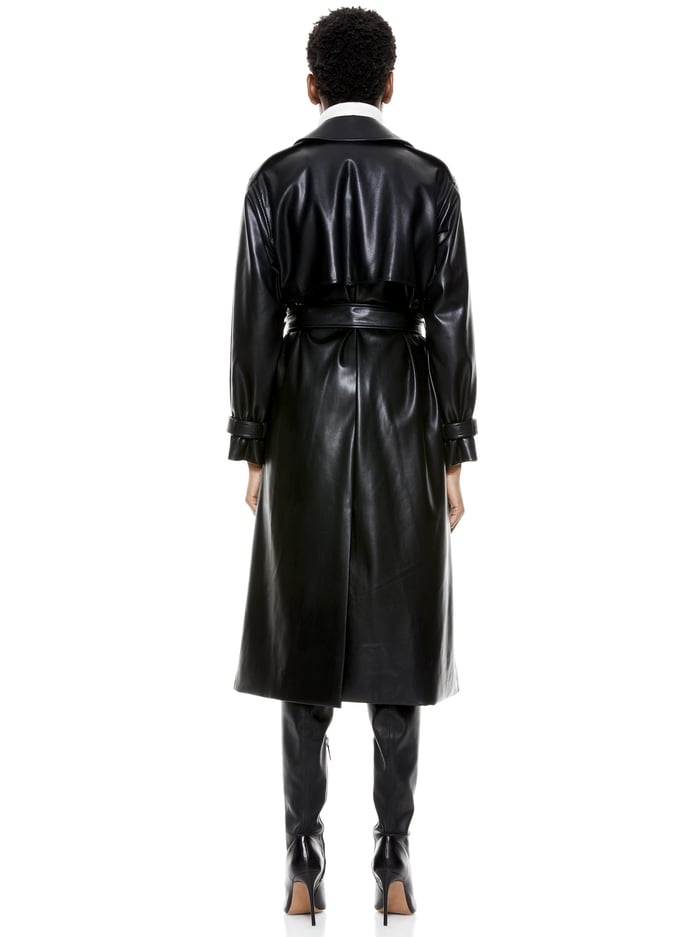 NEVADA VEGAN LEATHER COAT - BLACK image 1 - Alice And Olivia