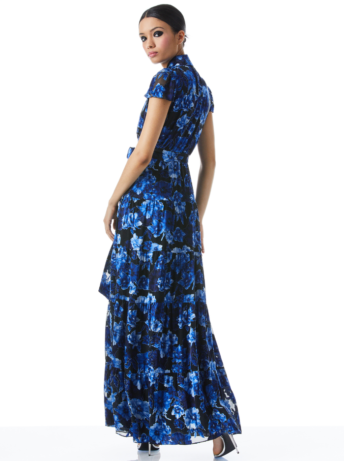 MIRANDA SHORT SLEEVE TIERED MAXI DRESS - DREAM FLORAL ROYALTY image 1 - ALICE + OLIVIA