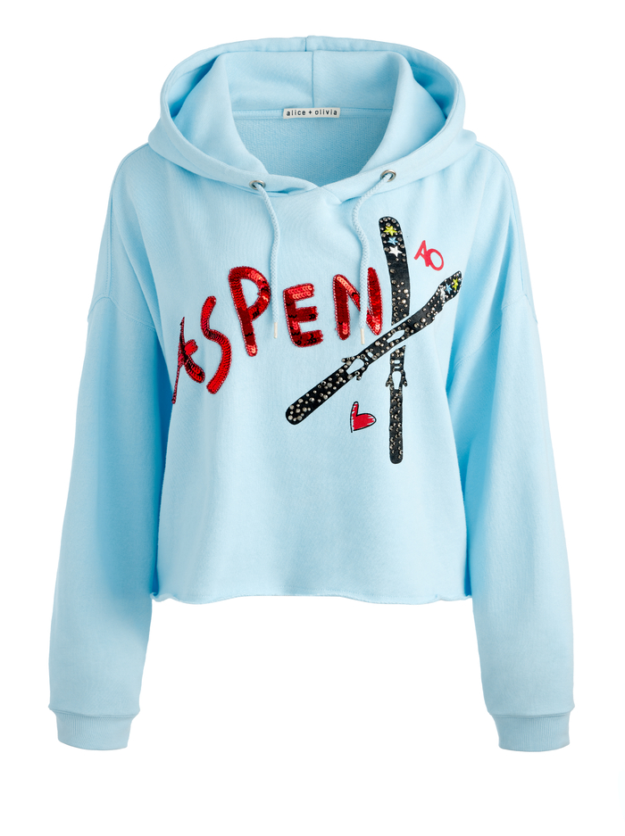 SUNNY BOXY CROPPED HOODIE - ICE image 5 - Alice And Olivia