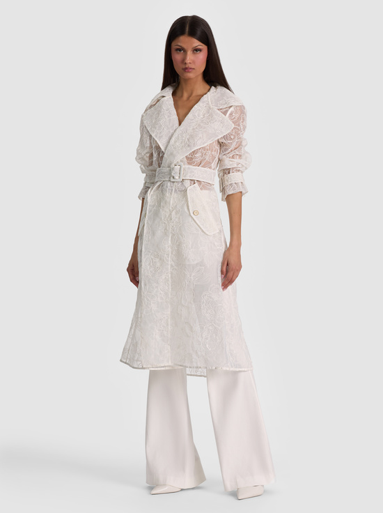 NEVADA EMBROIDERED SHEER TRENCH COAT