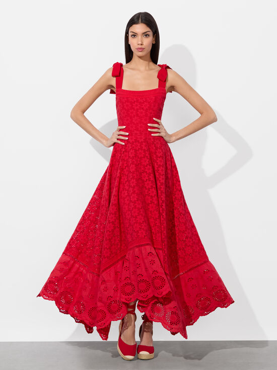 BRIGHT RUBY-ROSALEE EYELET MAXI DRESS