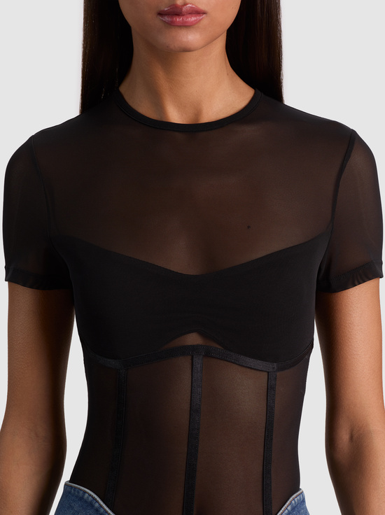 BLACK-WHITNEY SHEER SEAMED BODYSUIT