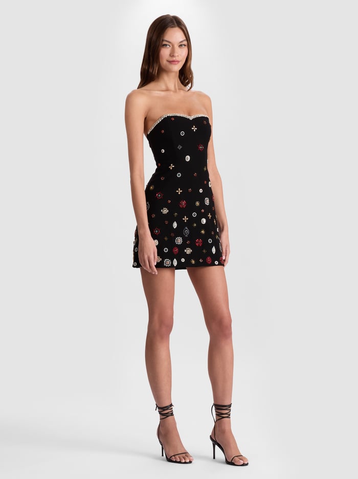 IVA EMBELLISHED MINI DRESS - BLACK/MULTI image 5 - Alice And Olivia
