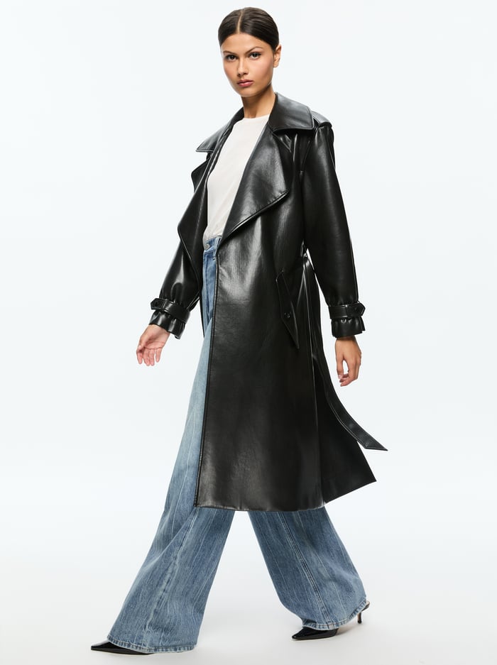 NEVADA VEGAN TRENCH - BLACK image 4 - Alice And Olivia