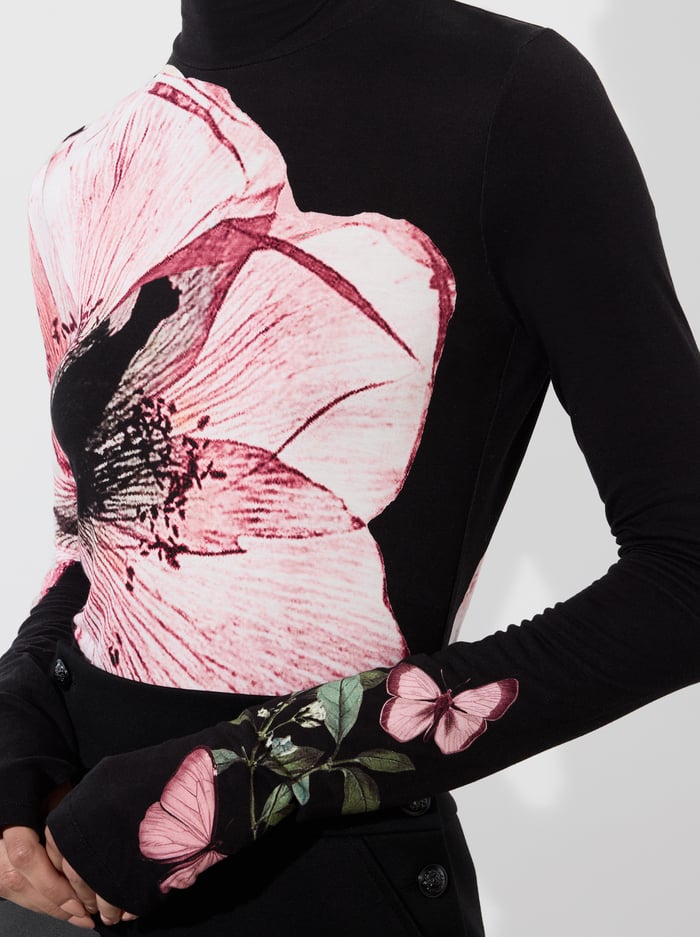 DELAINA LONG SLEEVE TURTLENECK TOP - LUNA FLORAL image 3 - Alice And Olivia