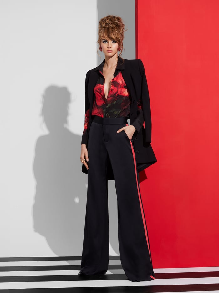 DYLAN PANT - BLACK/BRIGHT RUBY image 6 - Alice And Olivia