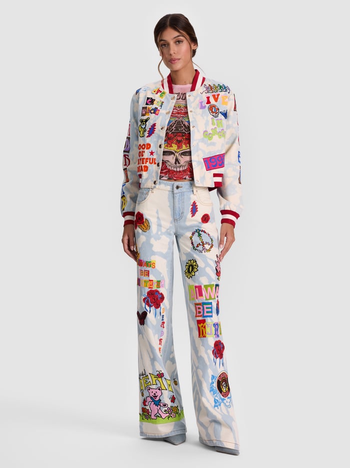 A+O X GRATEFUL DEAD AMAZING JEAN - INDIGO BLEACHED TIE DYE image 2 - Alice And Olivia