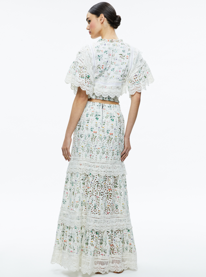 TABITHA LACE BUTTON FRONT CROPPED BLOUSE - GEORGIA FLORAL image 2 - Alice And Olivia