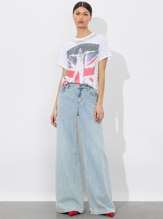 OFF WHITE MULTI-ALVERA EMBELLISHED TEE