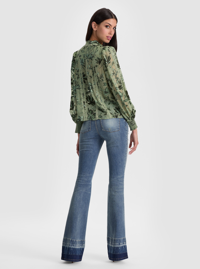 ARLETTE BLOUSE - MYSTIC GARDEN SAGE image 2 - ALICE + OLIVIA
