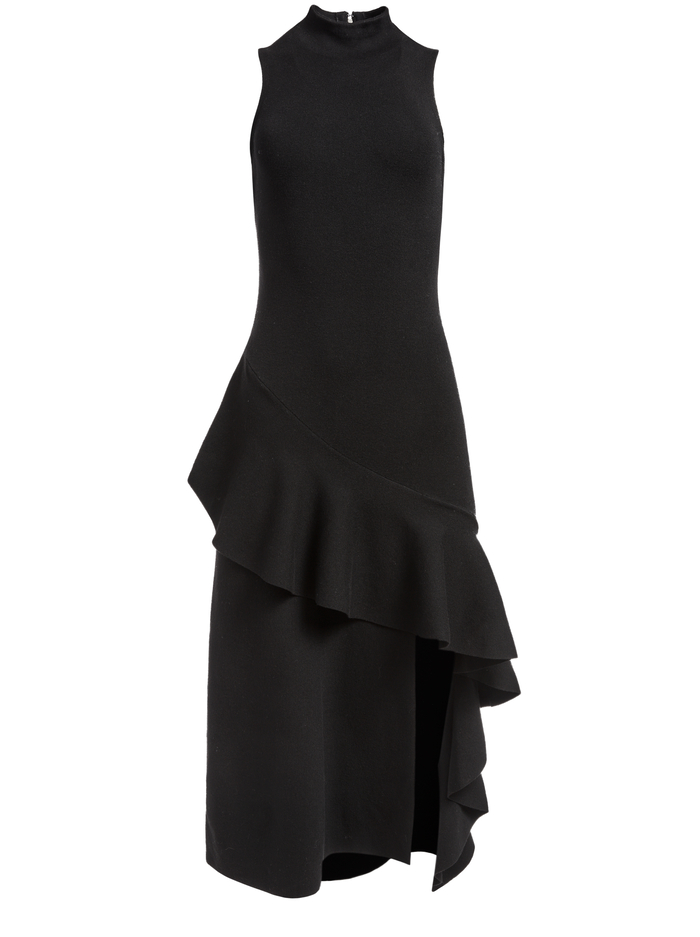ANGELIA RUFFLE MIDI DRESS - BLACK image 5 - Alice And Olivia