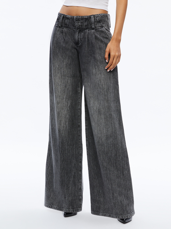GEORGIA VINTAGE BLACK-ANDERS LOW RISE PLEATED JEAN