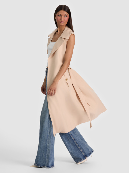 OATMEAL-KEITH SLEEVELESS LINEN TRENCH