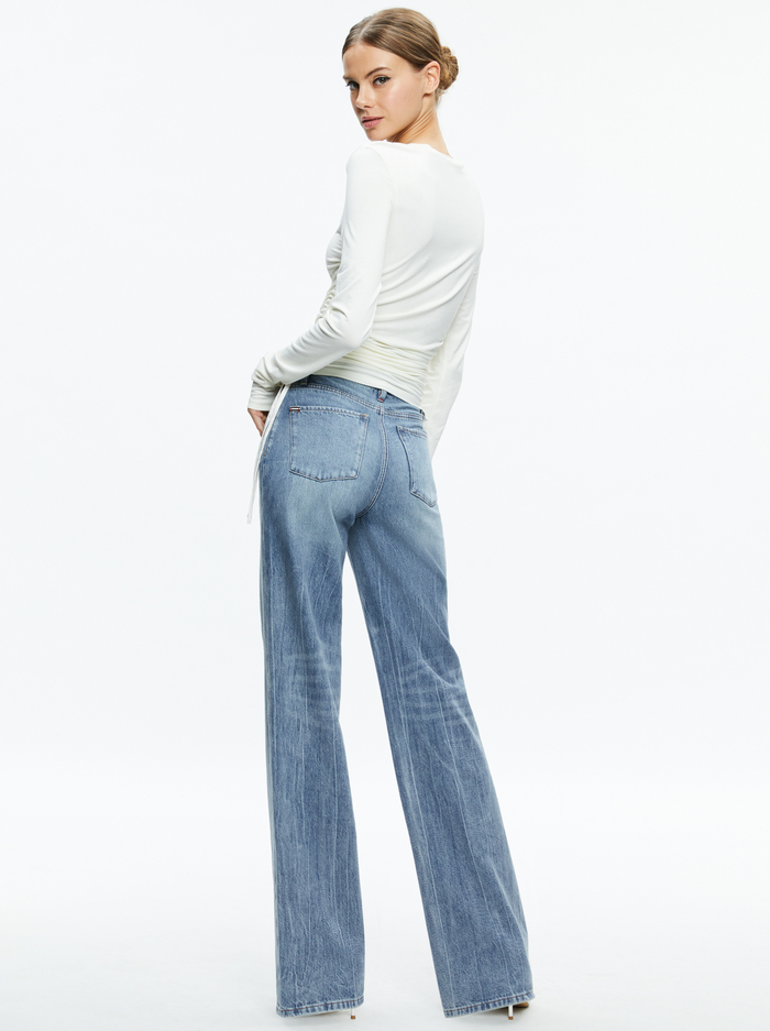 PERCY CREWNECK RUCHED CROPPED TOP - OFF WHITE image 1 - Alice And Olivia