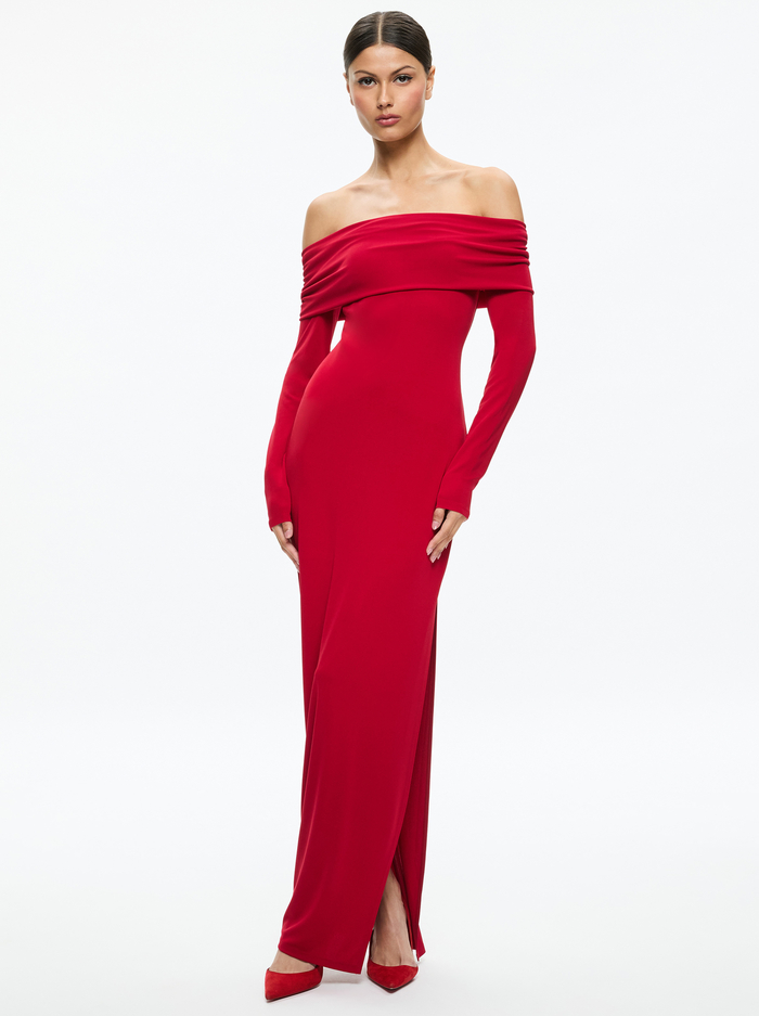 CORETTA MAXI DRESS - BRIGHT RUBY image 4 - Alice And Olivia