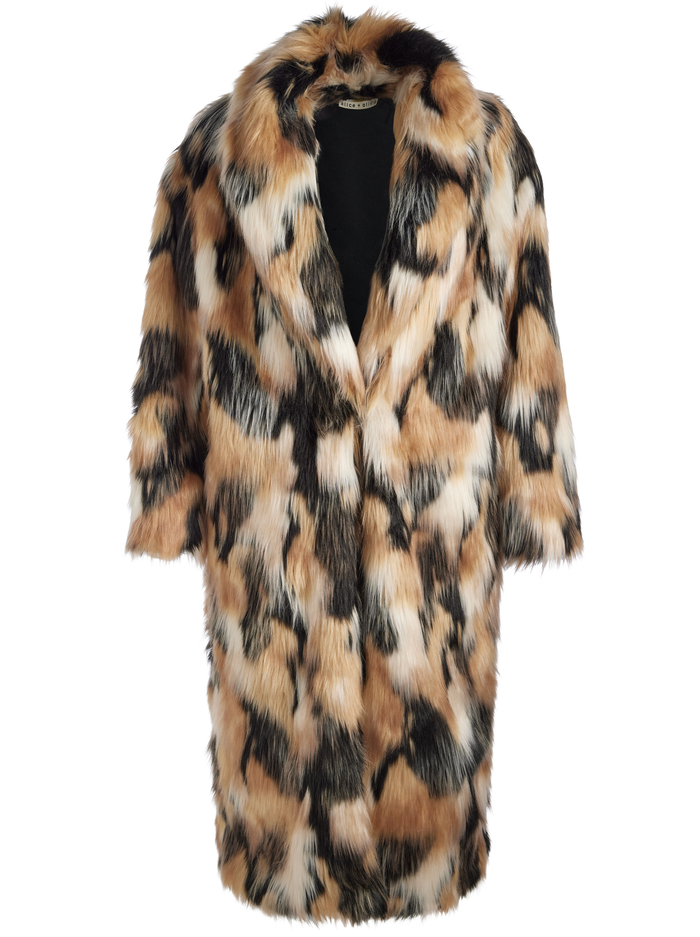 YETTA FAUX FUR COAT - BLACK/MULTI image 5 - Alice And Olivia