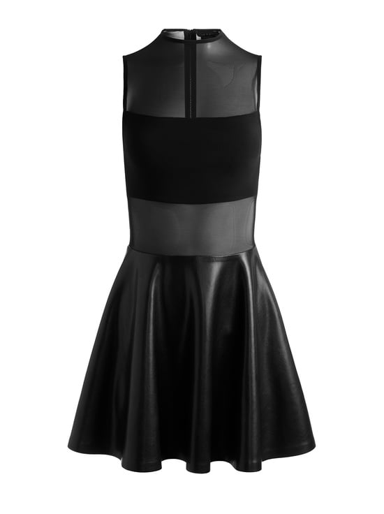 BLACK-CHARA VEGAN MINI DRESS