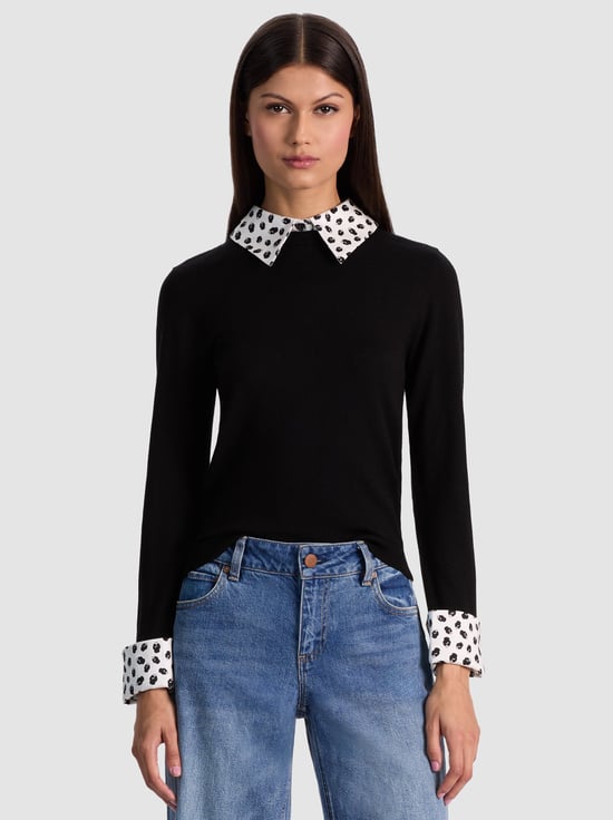 BLACK-PORLA STACEFACE COLLARED SWEATER