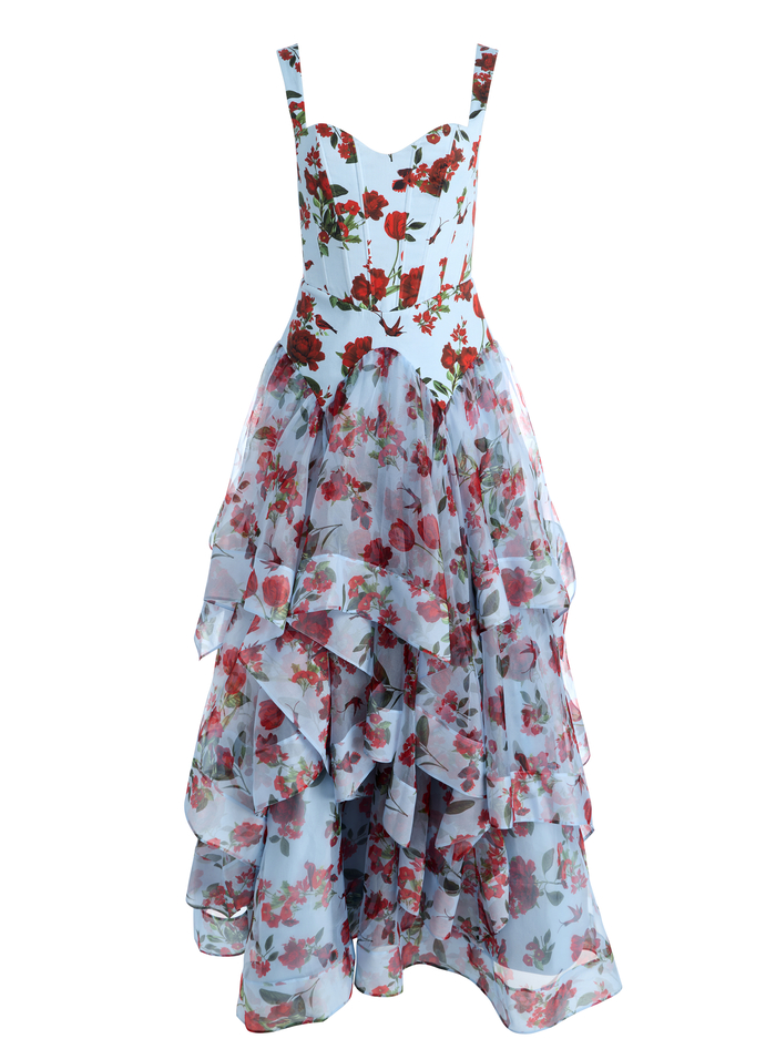 DOROTHEA PRINTED BALLGOWN - AMERICAN BEAUTY CAROLINA BLUE image 6 - ALICE + OLIVIA