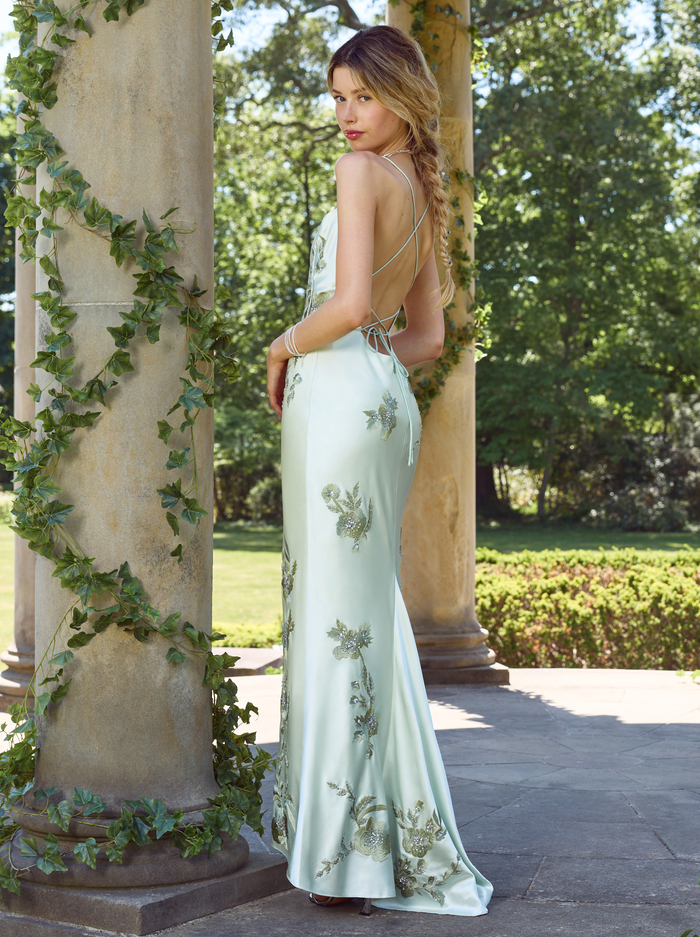 MONTANA EMBELLISHED MAXI SLIP DRESS - GREEN LILY - ALICE + OLIVIA