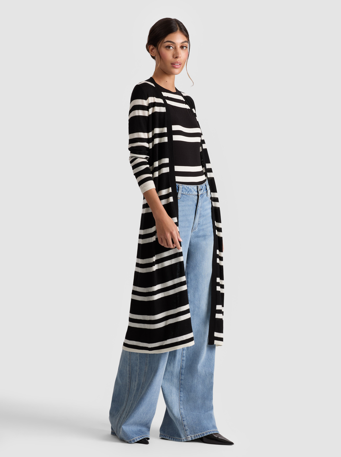CALLAN MAXI CARDIGAN - BLACK/ECRU image 1 - Alice And Olivia