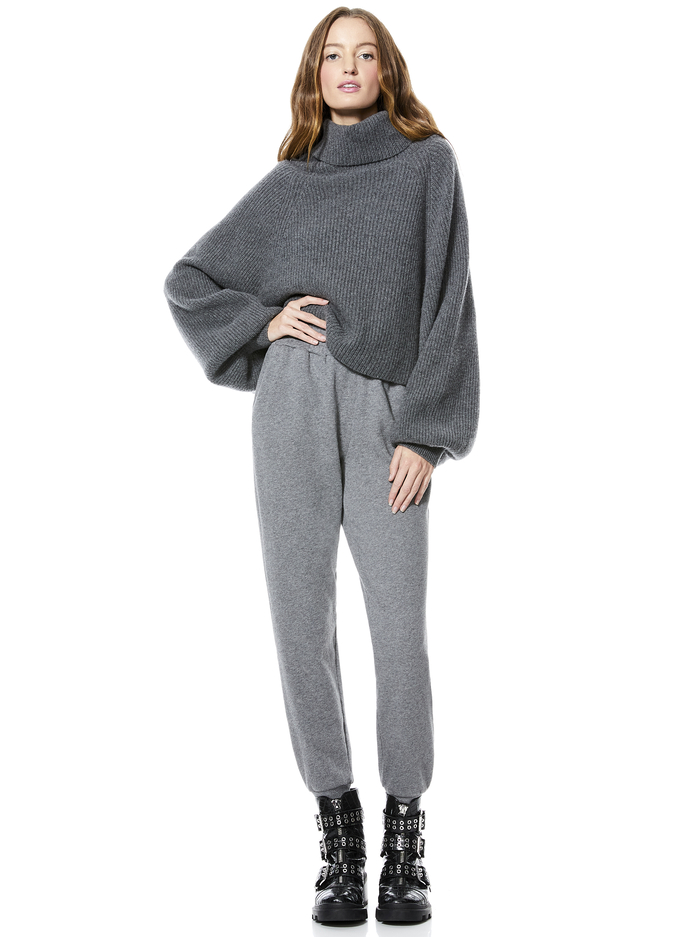 NORIKO TWO WAY PULLOVER - MED HEATHER GREY image 6 - Alice And Olivia