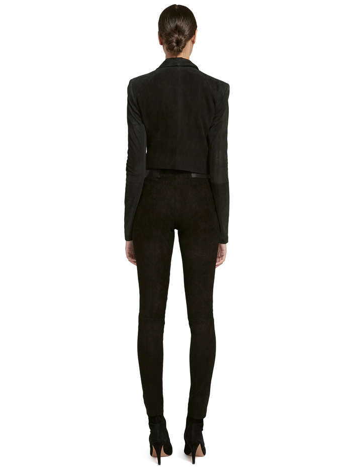 HARVEY OPEN FRONT SUEDE JACKET - BLACK image 1 - Alice And Olivia