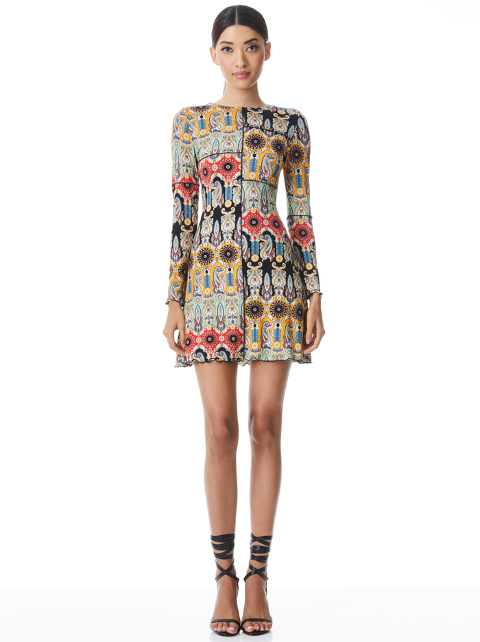 Delora Mini Dress In Now And Forever Tangerine Alice And Olivia