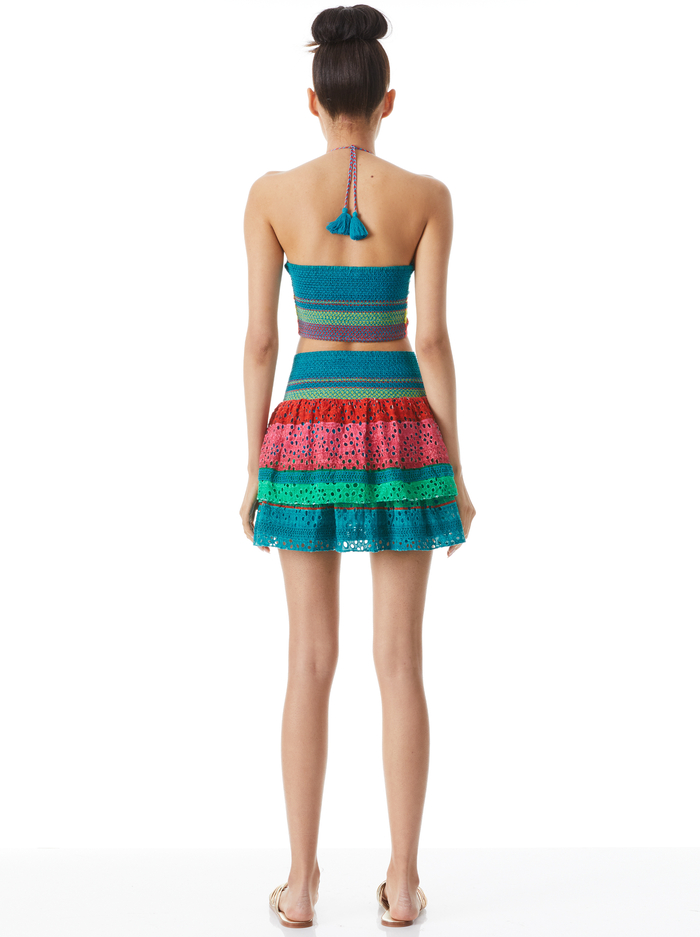 BETHIE SMOCKED TIERED MINI SKIRT - CABO STRIPE/MULTI image 1 - Alice And Olivia