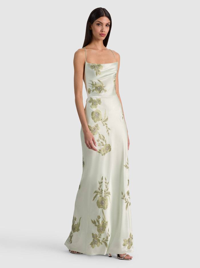MONTANA EMBELLISHED MAXI SLIP DRESS - GREEN LILY image 5 - ALICE + OLIVIA