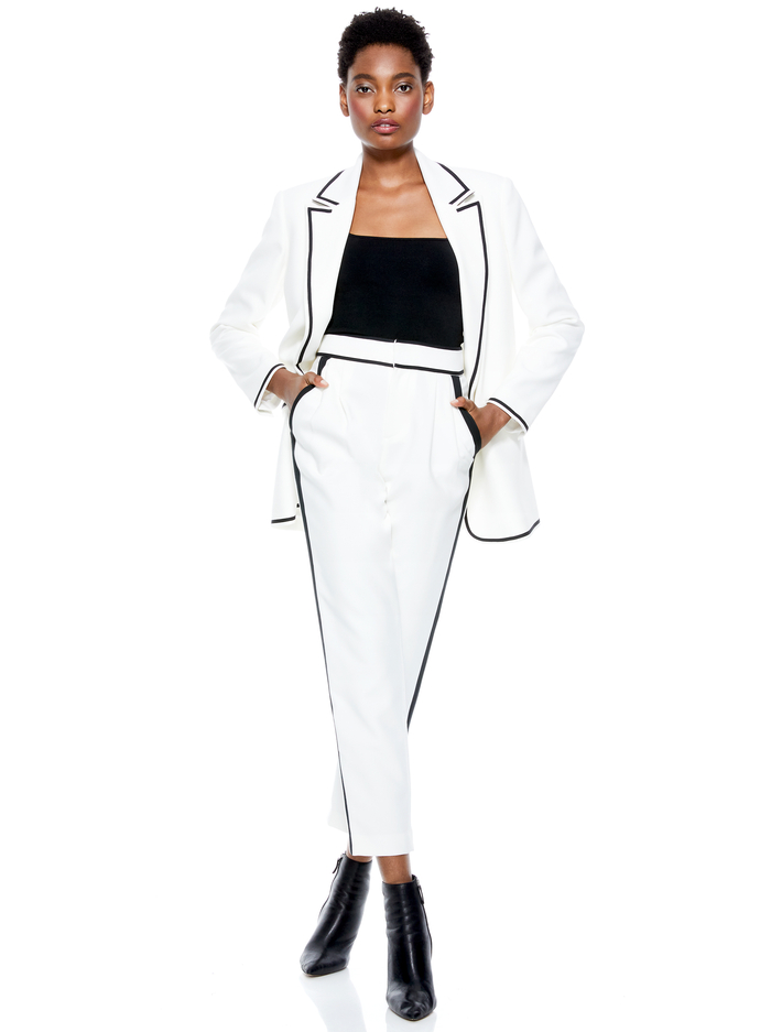 ELNA LONG BLAZER - OFF WHITE/BLACK image 4 - Alice And Olivia
