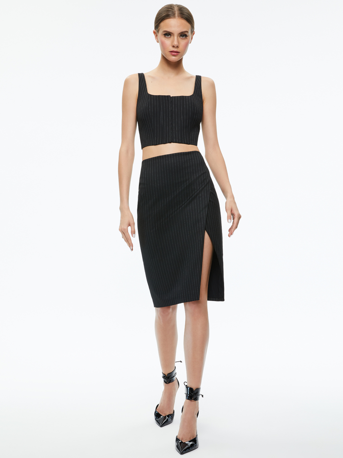 BRESLIN CORSET TOP + SIOBHAN FRONT WRAP MIDI SKIRT - 
