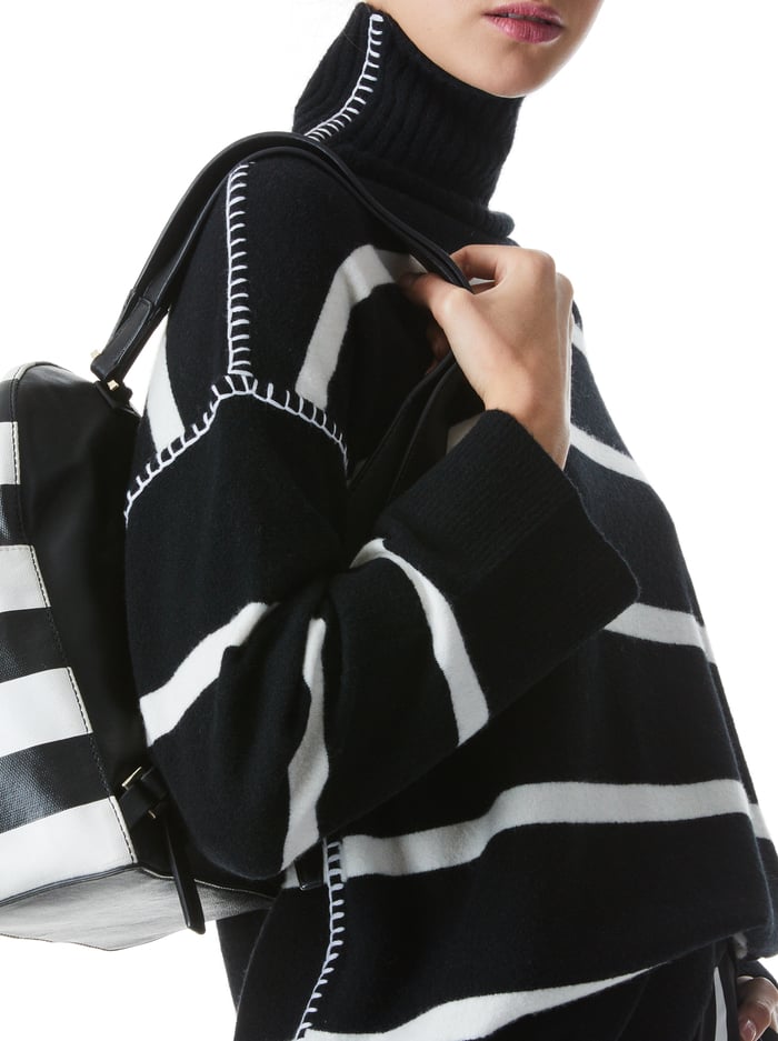 BOBBIE TUNIC SWEATER - BLACK/SOFT WHITE image 2 - Alice And Olivia