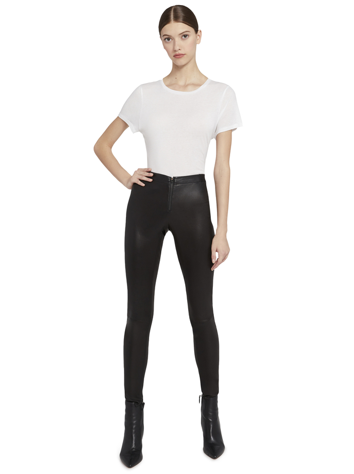 FRONT ZIP LEATHER LEGGING - BLACK image 4 - Alice And Olivia