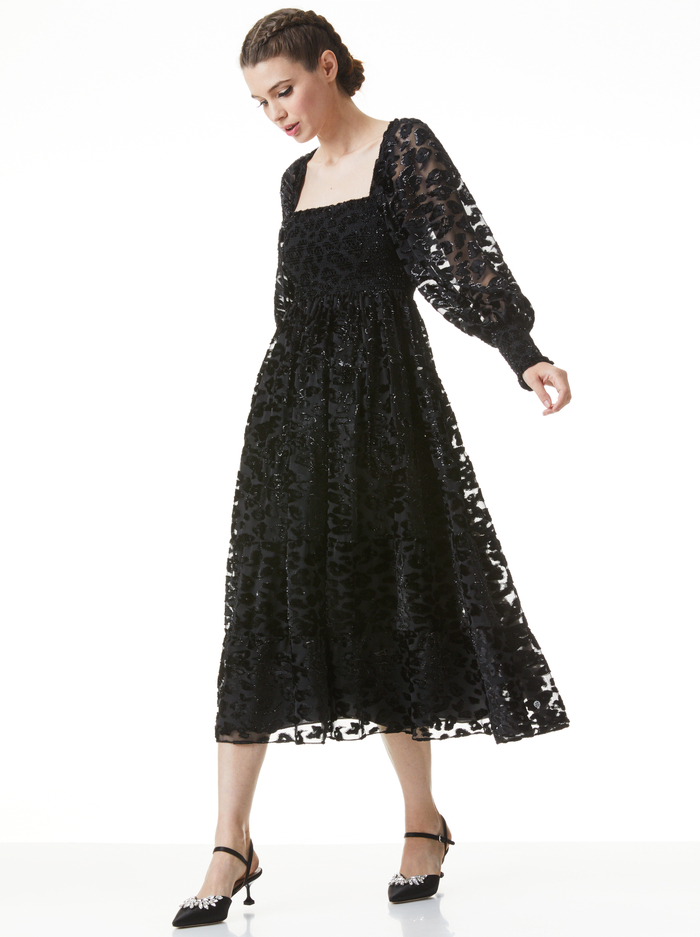 ROWEN LEOPARD MIDI DRESS - BLACK image 2 - ALICE + OLIVIA