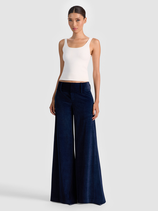 DARK MIDNIGHT BLUE-OLIVIA VELVET WIDE LEG PANT