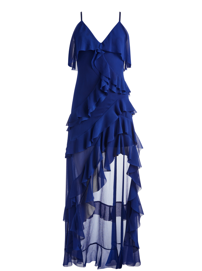 LAVERNE ASYMMETRICAL RUFFLE DRESS - AZURE image 5 - ALICE + OLIVIA