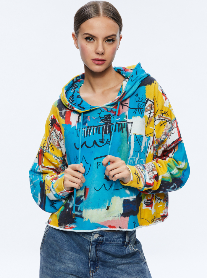 A+O X BASQUIAT SUNNY CROPPED HOODIE - UNTITLED - Alice And Olivia