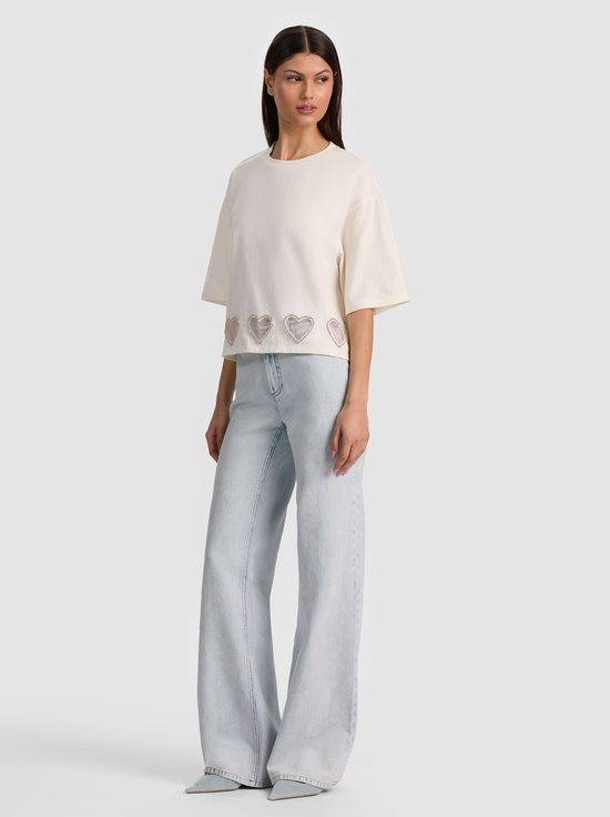 OFF WHITE-EVAN HEART CUTOUT TEE