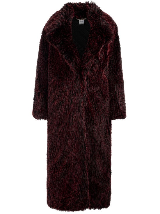 BLACK/MERLOT-MARVIN FAUX FUR MAXI COAT