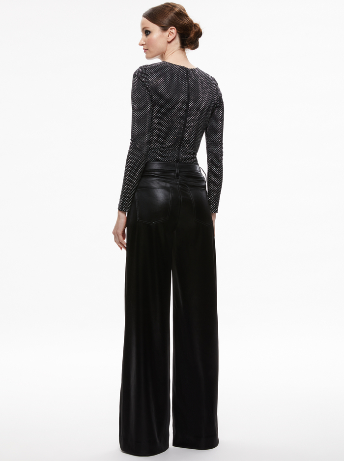 TAEYN EMBELLISHED CREW NECK BODYSUIT - BLACK/SILVER image 1 - Alice And Olivia