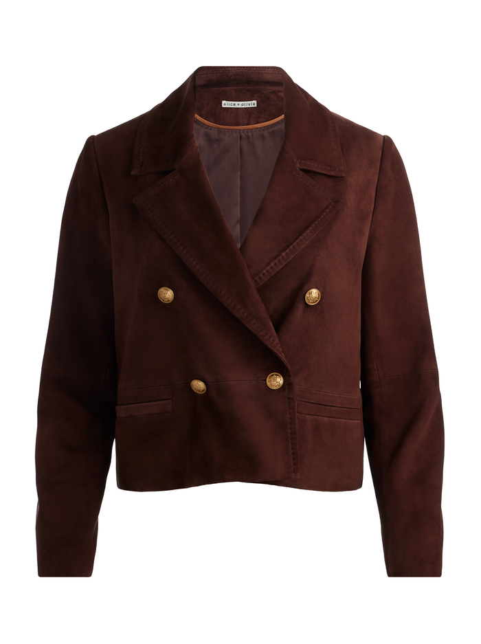 AVERY SUEDE DOUBLE BREASTED BLAZER - DARK CHOCOLATE image 5 - Alice And Olivia