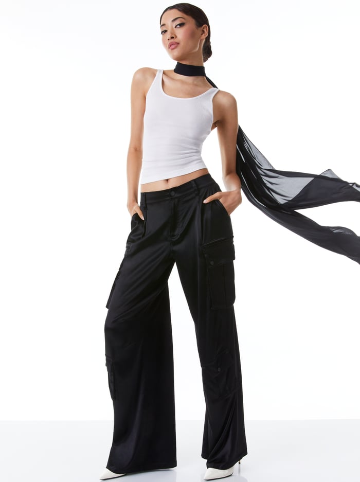 JOETTE LOW RISE CARGO PANT - BLACK image 4 - Alice And Olivia