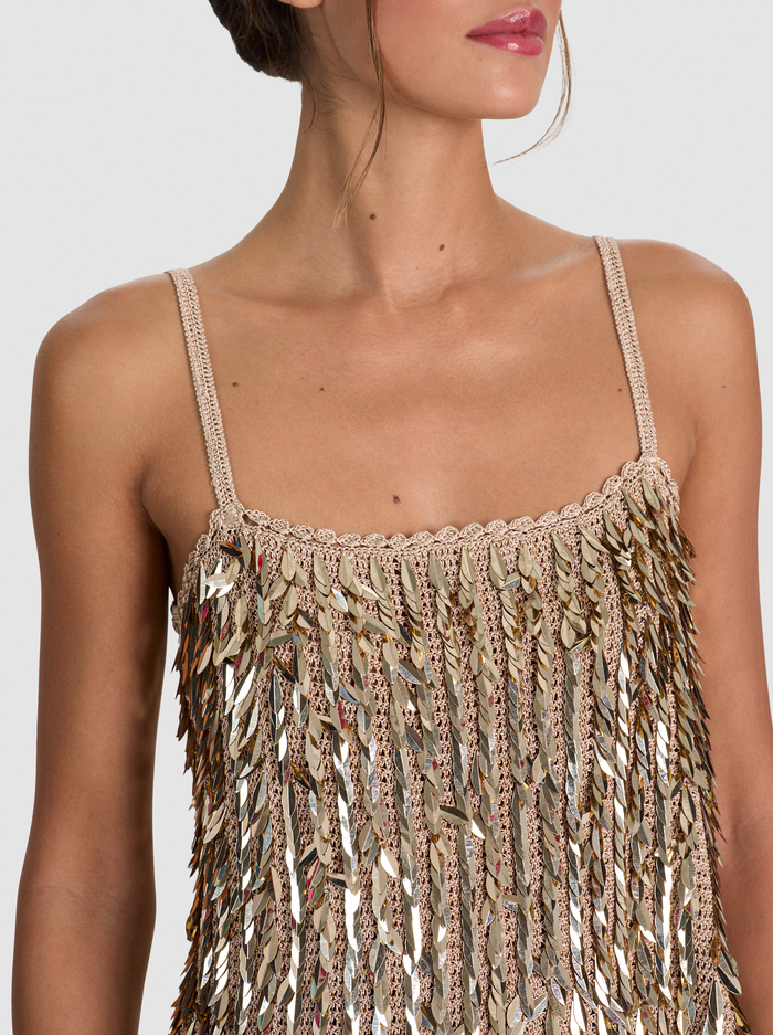 NICOLETTE SEQUIN TANK - SAND/GOLD image 3 - ALICE + OLIVIA