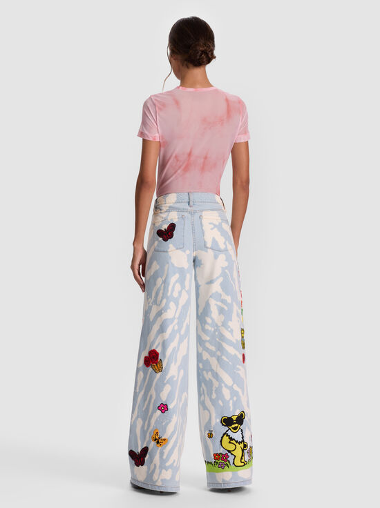 INDIGO BLEACHED TIE DYE-A+O X GRATEFUL DEAD AMAZING JEAN