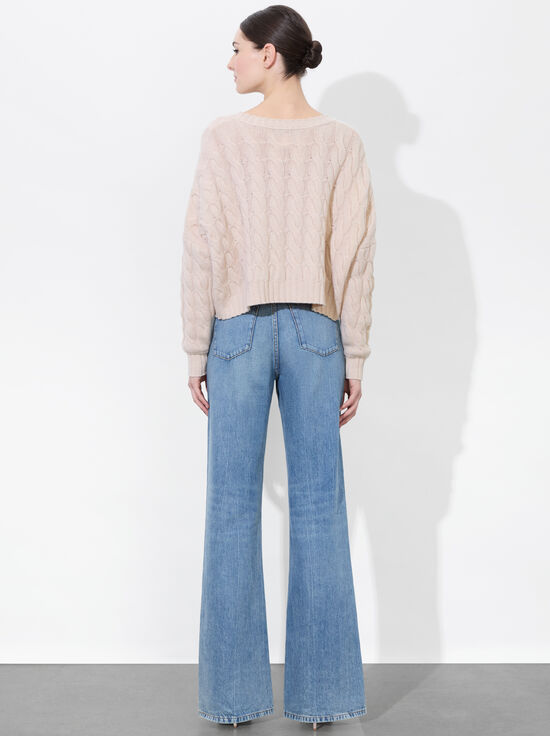 OATMEAL HEATHER-CECILIE CABLEKNIT PULLOVER